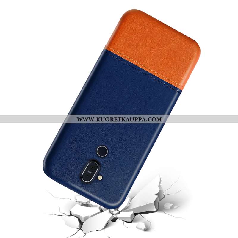 Kuori Nokia 8.1, Kuoret Nokia 8.1, Kotelo Nokia 8.1 Suojaus Persoonallisuus Nahka Murtumaton Sininen