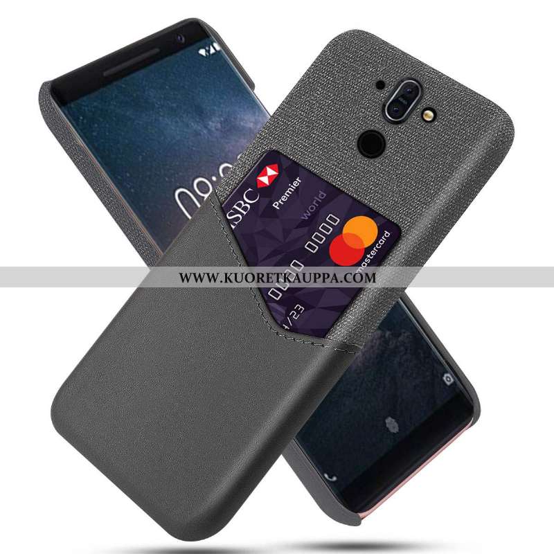 Kuori Nokia 8 Sirocco, Kuoret Nokia 8 Sirocco, Kotelo Nokia 8 Sirocco Nahka Suojaus Kortti Khaki