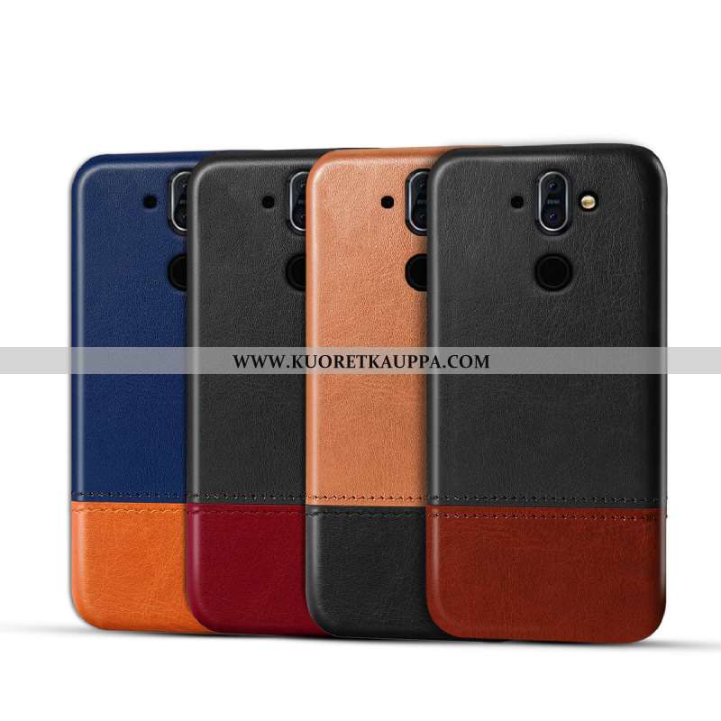 Kuori Nokia 8 Sirocco, Kuoret Nokia 8 Sirocco, Kotelo Nokia 8 Sirocco Nahka Suojaus Murtumaton Musta
