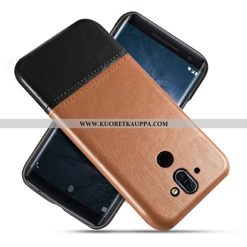 Kuori Nokia 8 Sirocco, Kuoret Nokia 8 Sirocco, Kotelo Nokia 8 Sirocco Nahka Suojaus Murtumaton Musta