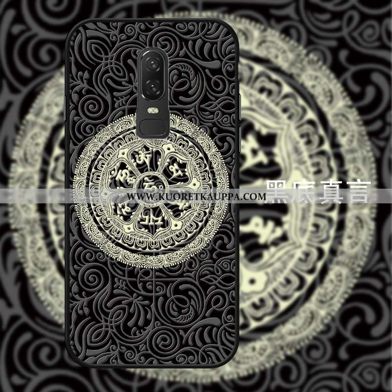 Kuori Oneplus 6, Kuoret Oneplus 6, Kotelo Oneplus 6 Lasi Pesty Suede Peili Viileä Mustat