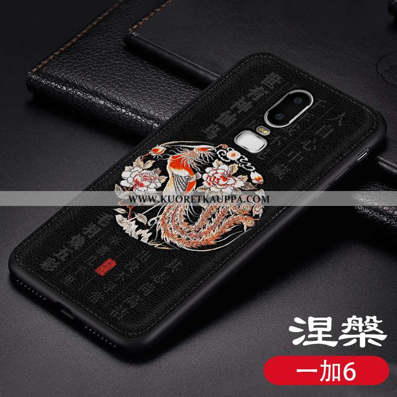 Kuori Oneplus 6, Kuoret Oneplus 6, Kotelo Oneplus 6 Persoonallisuus Kohokuviointi Puhelimen Musta Mu
