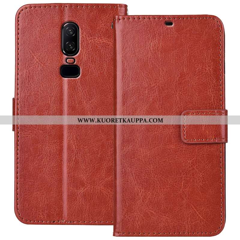 Kuori Oneplus 6, Kuoret Oneplus 6, Kotelo Oneplus 6 Salkku Suojaus Murtumaton Nahkakuori Punainen Pi