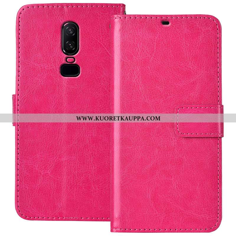 Kuori Oneplus 6, Kuoret Oneplus 6, Kotelo Oneplus 6 Salkku Suojaus Murtumaton Nahkakuori Punainen Pi