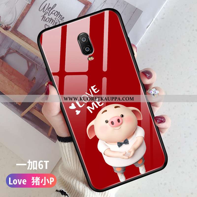 Kuori Oneplus 6t, Kuoret Oneplus 6t, Kotelo Oneplus 6t Lasi Luova Rakastunut Punainen Pehmeä Neste