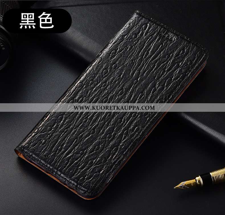 Kuori Oneplus 7, Kuoret Oneplus 7, Kotelo Oneplus 7 Aito Nahka Kukkakuvio Lintu Tummansininen Tumman