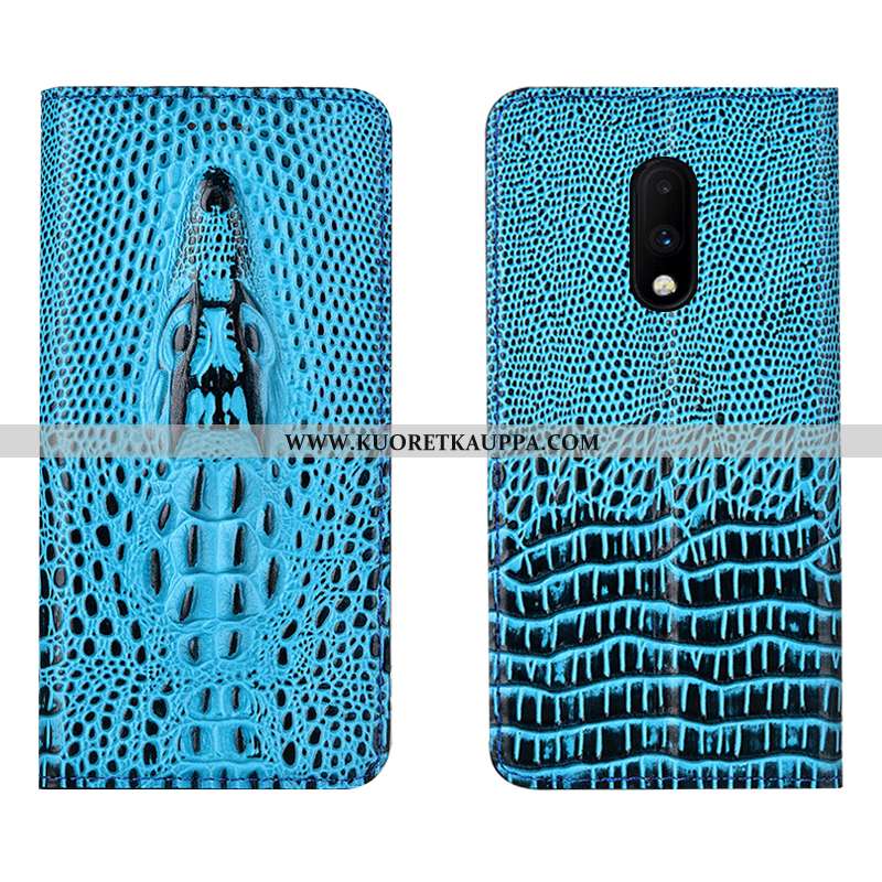 Kuori Oneplus 7, Kuoret Oneplus 7, Kotelo Oneplus 7 Nahkakuori Aito Nahka Krokotiili Murtumaton Sini