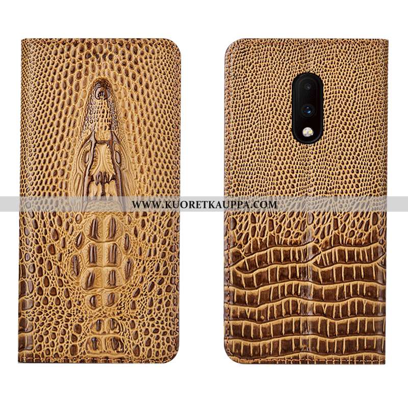 Kuori Oneplus 7, Kuoret Oneplus 7, Kotelo Oneplus 7 Nahkakuori Aito Nahka Krokotiili Murtumaton Sini