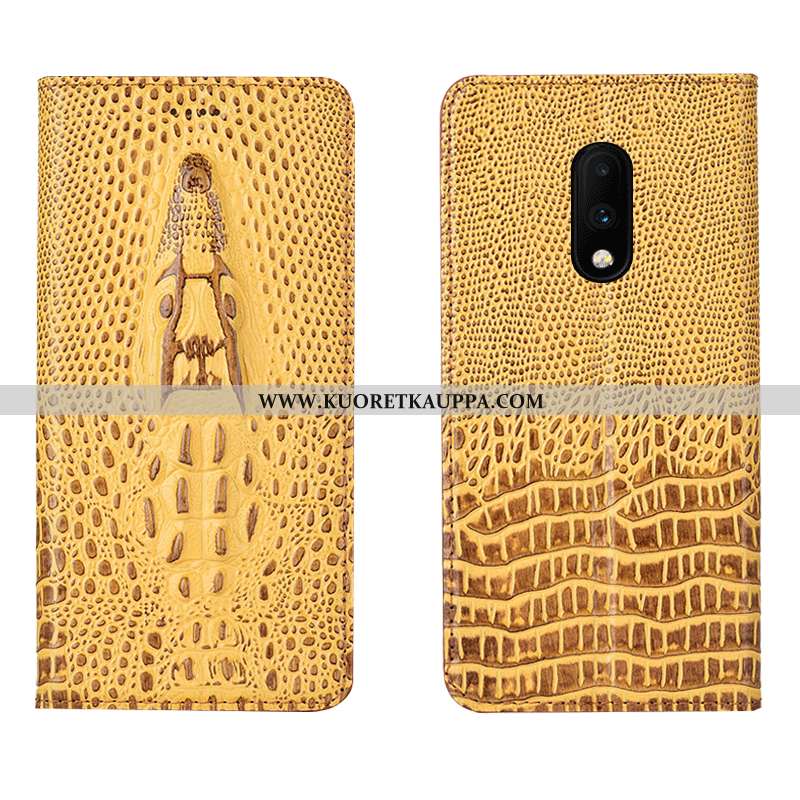 Kuori Oneplus 7, Kuoret Oneplus 7, Kotelo Oneplus 7 Nahkakuori Aito Nahka Krokotiili Murtumaton Sini