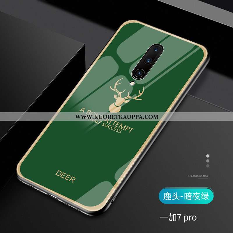 Kuori Oneplus 7 Pro, Kuoret Oneplus 7 Pro, Kotelo Oneplus 7 Pro Ultra Valo Lasi Kulta Net Red Vihreä