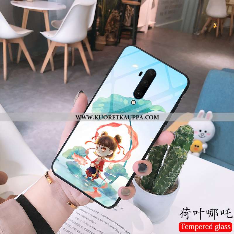 Kuori Oneplus 7t Pro, Kuoret Oneplus 7t Pro, Kotelo Oneplus 7t Pro Lasi Sarjakuva Puhelimen Sininen