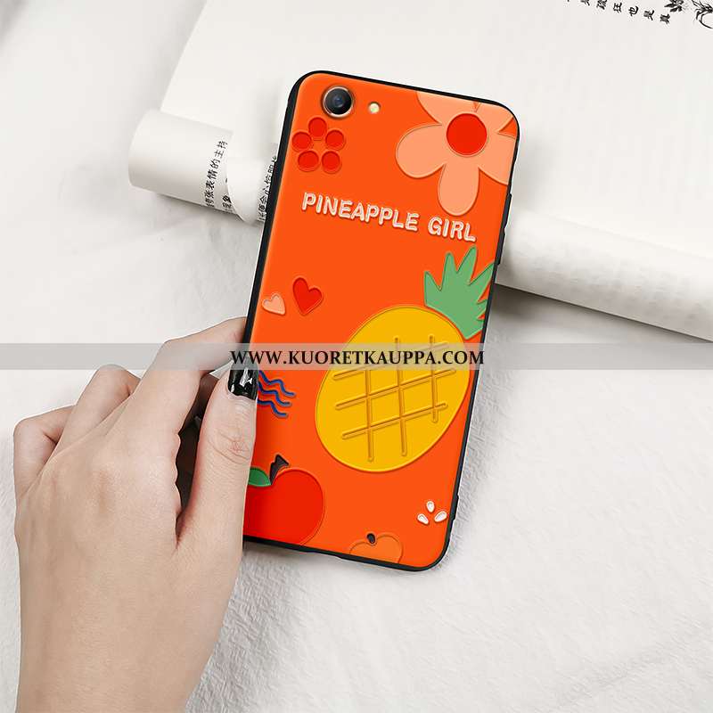 Kuori Oppo A3, Kuoret Oppo A3, Kotelo Oppo A3 Luova Kohokuviointi Pesty Suede Oranssi