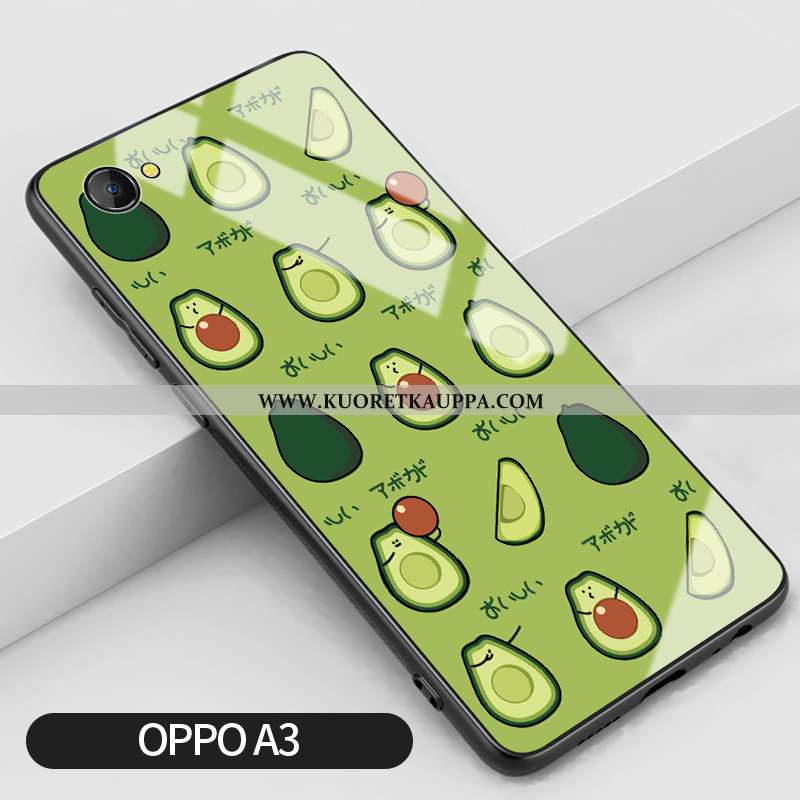 Kuori Oppo A3, Kuoret Oppo A3, Kotelo Oppo A3 Luova Sarjakuva Murtumaton Lasi Puhelimen Vihreä