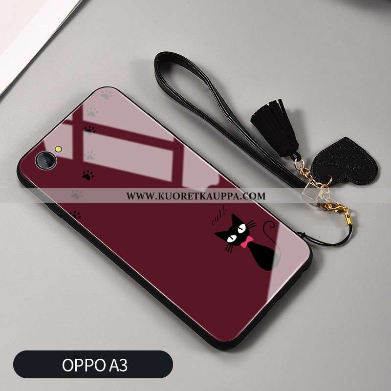 Kuori Oppo A3, Kuoret Oppo A3, Kotelo Oppo A3 Luova Silikoni Kissa Lasi Puhelimen Valkoinen