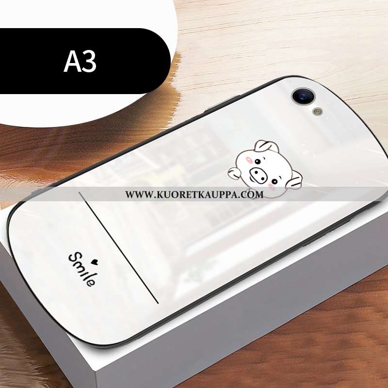 Kuori Oppo A3, Kuoret Oppo A3, Kotelo Oppo A3 Silikoni Lasi Valkoinen All Inclusive Murtumaton