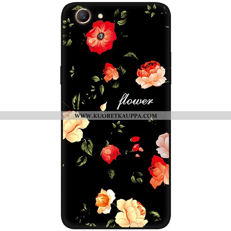 Kuori Oppo A3, Kuoret Oppo A3, Kotelo Oppo A3 Suojaus Pesty Suede Kukka All Inclusive Taide Mustat