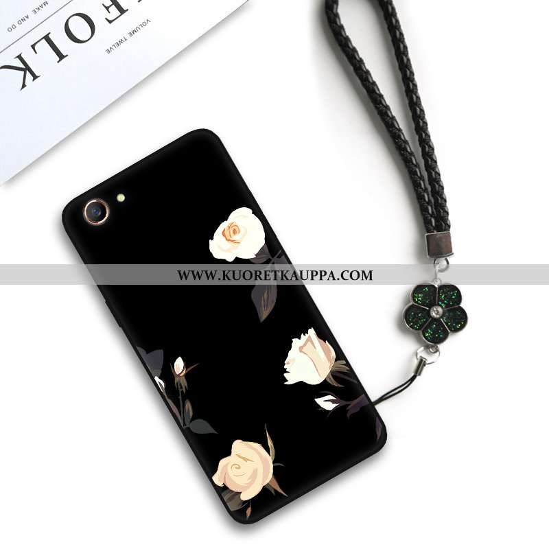 Kuori Oppo A3, Kuoret Oppo A3, Kotelo Oppo A3 Suojaus Pesty Suede Kukka All Inclusive Taide Mustat