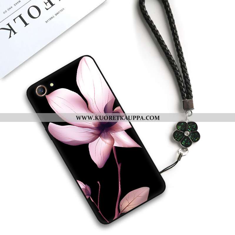 Kuori Oppo A3, Kuoret Oppo A3, Kotelo Oppo A3 Suojaus Pesty Suede Kukka All Inclusive Taide Mustat