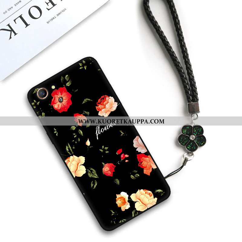 Kuori Oppo A3, Kuoret Oppo A3, Kotelo Oppo A3 Suojaus Pesty Suede Kukka All Inclusive Taide Mustat