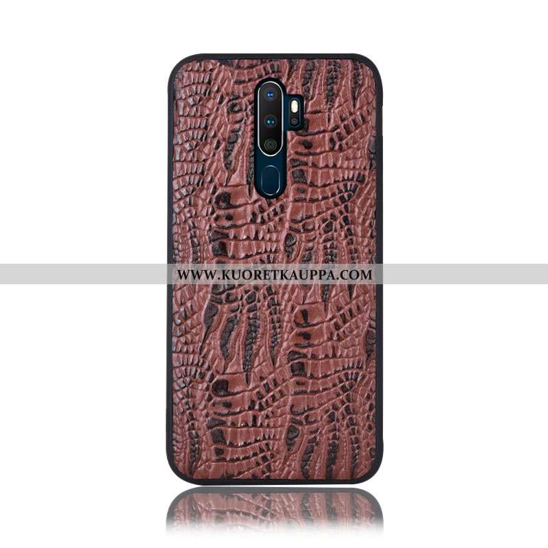 Kuori Oppo A5 2020, Kuoret Oppo A5 2020, Kotelo Oppo A5 2020 Aito Nahka Suojaus Murtumaton Krokotiil