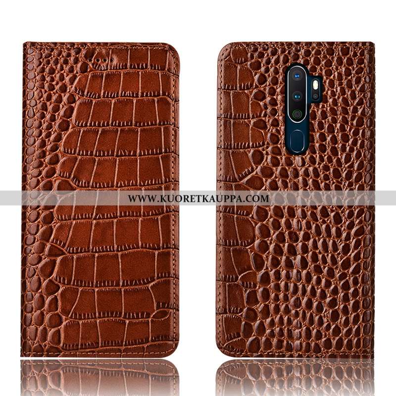 Kuori Oppo A5 2020, Kuoret Oppo A5 2020, Kotelo Oppo A5 2020 Nahkakuori Suojaus Puhelimen Ruskea