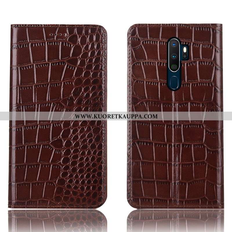 Kuori Oppo A5 2020, Kuoret Oppo A5 2020, Kotelo Oppo A5 2020 Nahkakuori Suojaus Puhelimen Ruskea