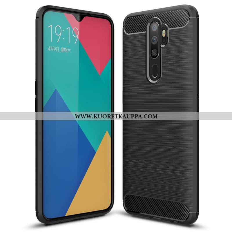 Kuori Oppo A5 2020, Kuoret Oppo A5 2020, Kotelo Oppo A5 2020 Suuntaus Pehmeä Neste Kuitu Musta Silik