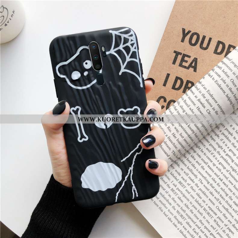 Kuori Oppo A5 2020, Kuoret Oppo A5 2020, Kotelo Oppo A5 2020 Tila Kukkakuvio Musta Juoksuhiekka Pehm