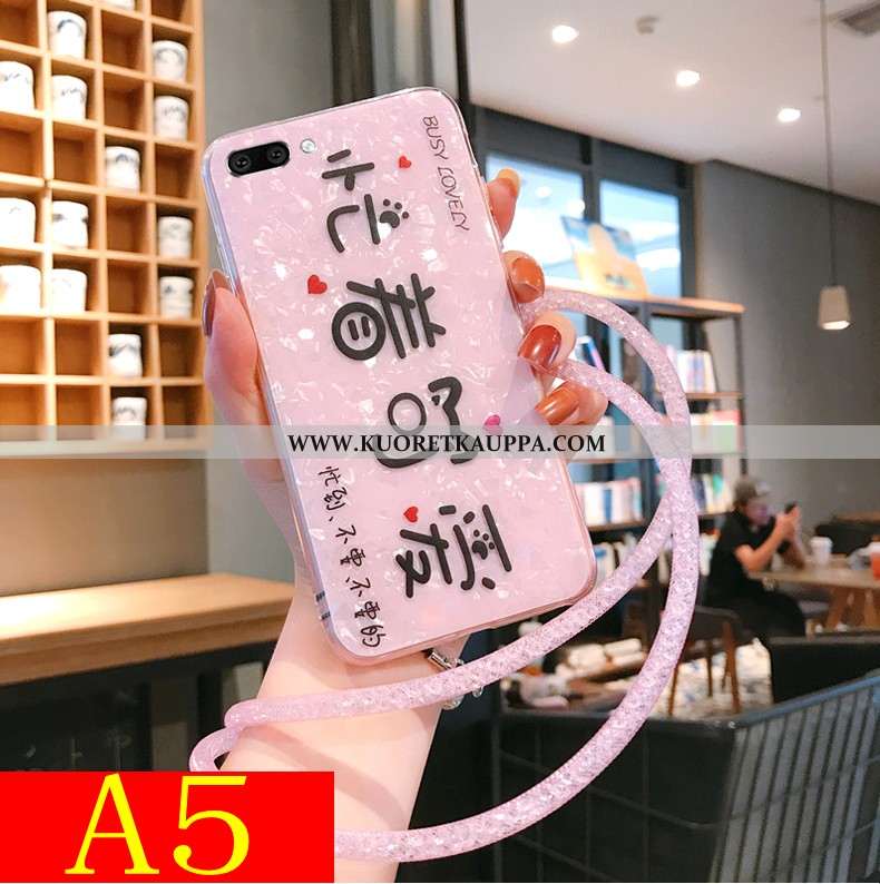 Kuori Oppo A5, Kuoret Oppo A5, Kotelo Oppo A5 Kukkakuvio Suuntaus Murtumaton Silikoni Net Red Pinkki