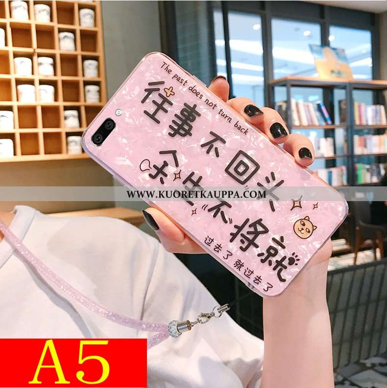 Kuori Oppo A5, Kuoret Oppo A5, Kotelo Oppo A5 Kukkakuvio Suuntaus Murtumaton Silikoni Net Red Pinkki