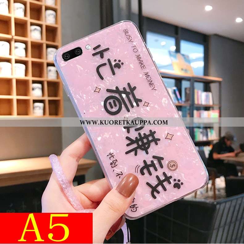 Kuori Oppo A5, Kuoret Oppo A5, Kotelo Oppo A5 Kukkakuvio Suuntaus Murtumaton Silikoni Net Red Pinkki