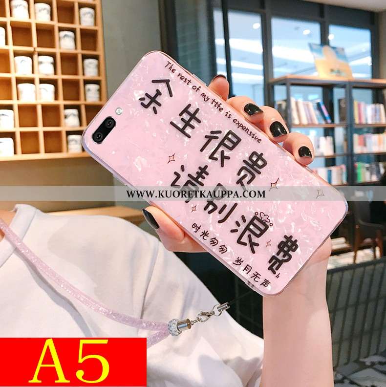 Kuori Oppo A5, Kuoret Oppo A5, Kotelo Oppo A5 Kukkakuvio Suuntaus Murtumaton Silikoni Net Red Pinkki