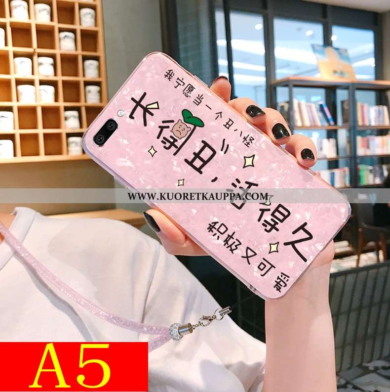 Kuori Oppo A5, Kuoret Oppo A5, Kotelo Oppo A5 Kukkakuvio Suuntaus Murtumaton Silikoni Net Red Pinkki