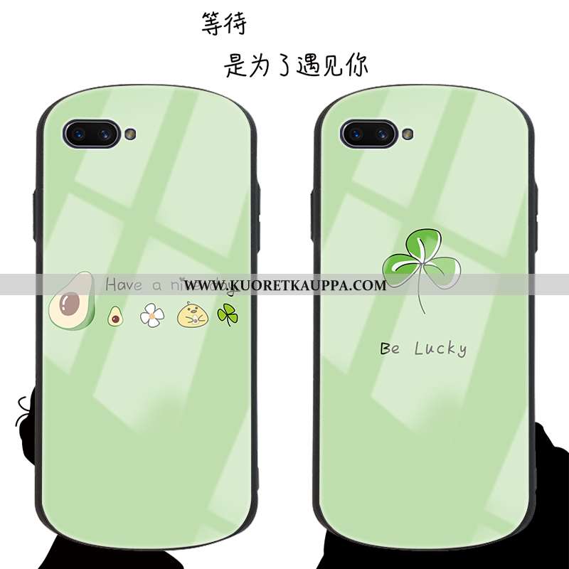 Kuori Oppo A5, Kuoret Oppo A5, Kotelo Oppo A5 Lasi Tila Murtumaton Vihreä Yksinkertainen