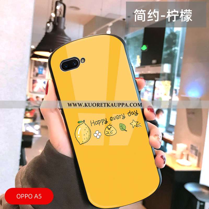 Kuori Oppo A5, Kuoret Oppo A5, Kotelo Oppo A5 Lasi Tila Murtumaton Vihreä Yksinkertainen