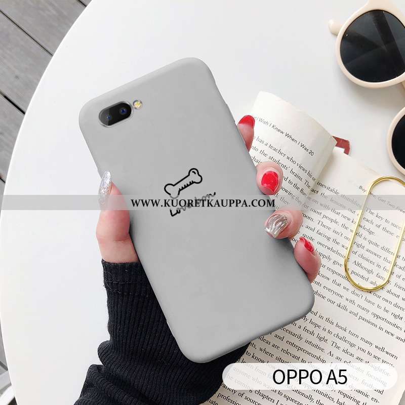 Kuori Oppo A5, Kuoret Oppo A5, Kotelo Oppo A5 Persoonallisuus Luova Yksinkertainen Harmaa Koira