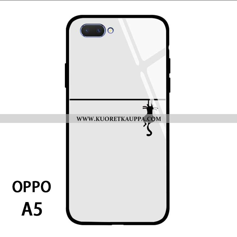 Kuori Oppo A5, Kuoret Oppo A5, Kotelo Oppo A5 Persoonallisuus Suuntaus Silikoni Kissa Valkoinen