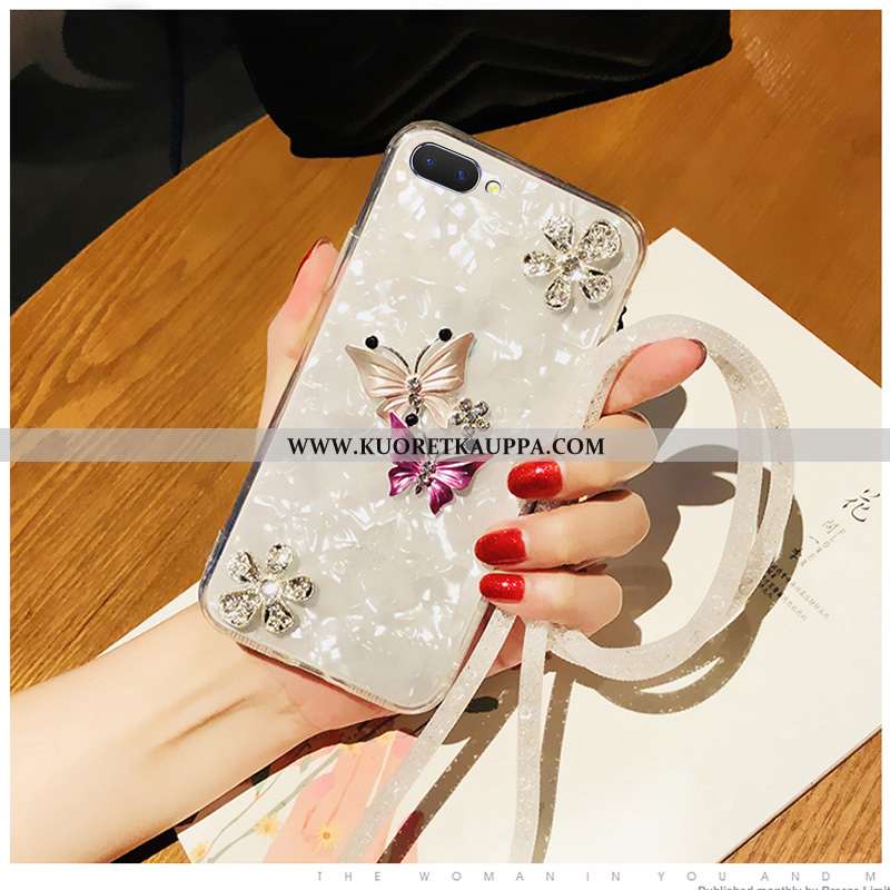 Kuori Oppo A5, Kuoret Oppo A5, Kotelo Oppo A5 Suuntaus Suojaus Rhinestone Inlay Valkoinen