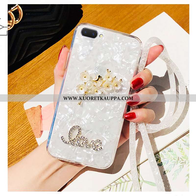 Kuori Oppo A5, Kuoret Oppo A5, Kotelo Oppo A5 Suuntaus Suojaus Rhinestone Inlay Valkoinen