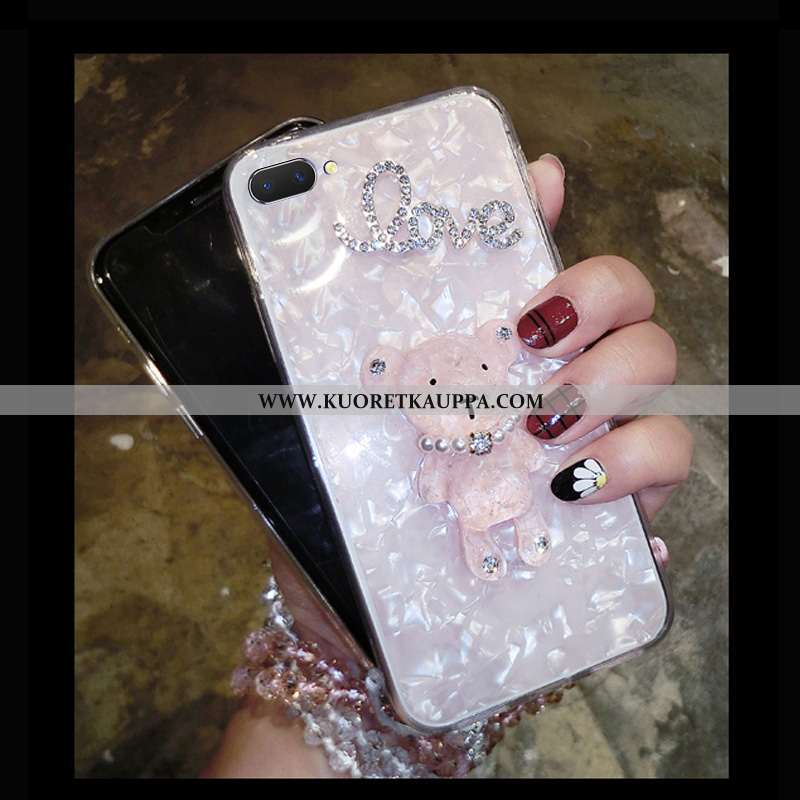 Kuori Oppo A5, Kuoret Oppo A5, Kotelo Oppo A5 Suuntaus Suojaus Rhinestone Inlay Valkoinen