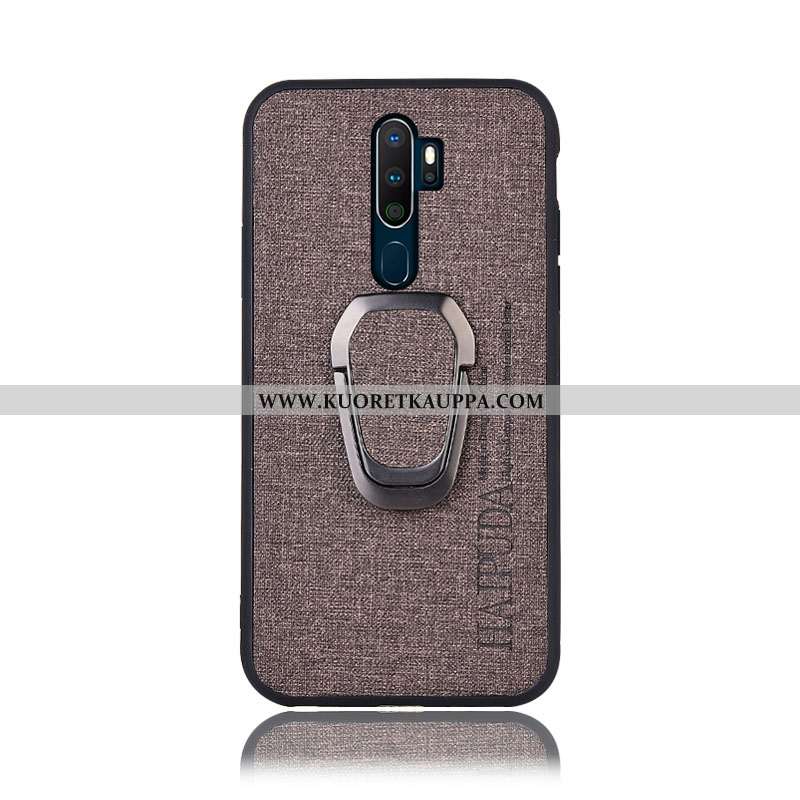 Kuori Oppo A9 2020, Kuoret Oppo A9 2020, Kotelo Oppo A9 2020 Suojaus Pellava Harmaa Tuki