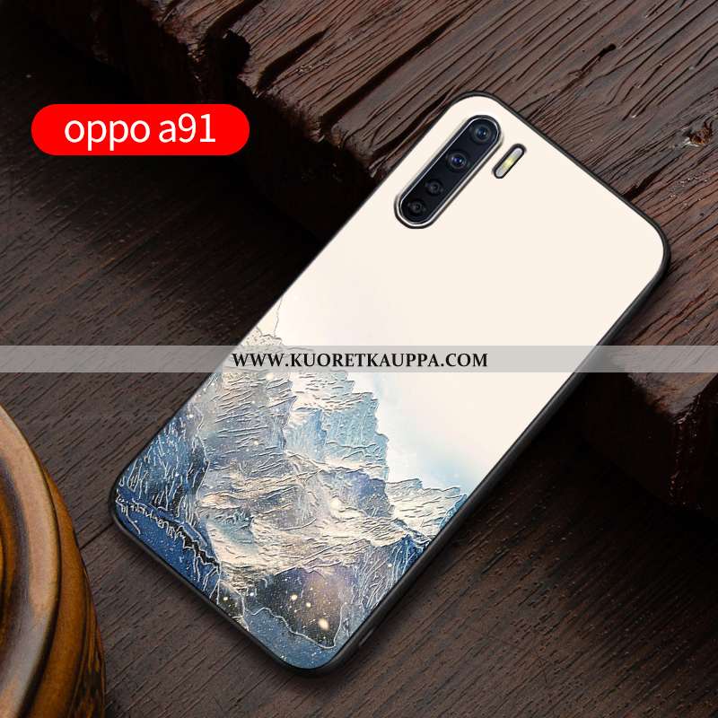 Kuori Oppo A91, Kuoret Oppo A91, Kotelo Oppo A91 Kohokuviointi Pehmeä Neste Murtumaton Suojaus Sinin