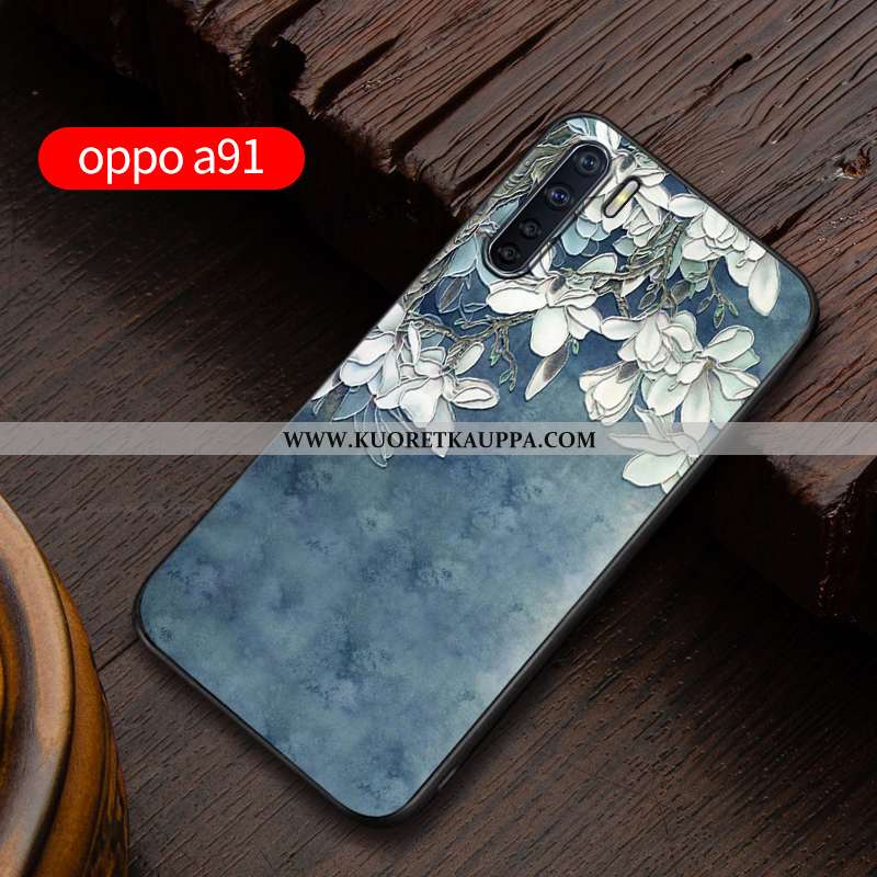Kuori Oppo A91, Kuoret Oppo A91, Kotelo Oppo A91 Kohokuviointi Pehmeä Neste Murtumaton Suojaus Sinin