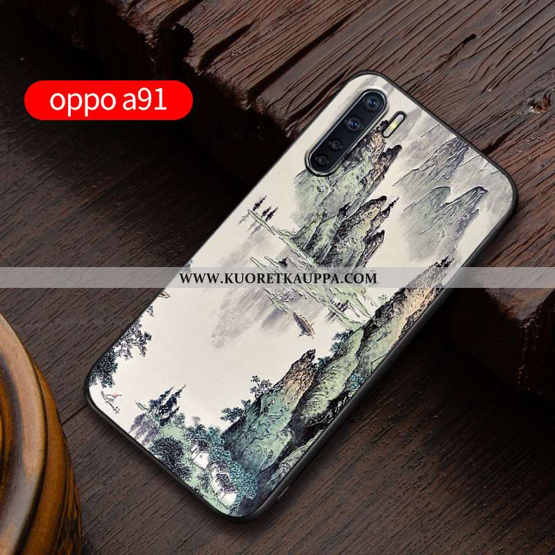 Kuori Oppo A91, Kuoret Oppo A91, Kotelo Oppo A91 Kohokuviointi Pehmeä Neste Murtumaton Suojaus Sinin