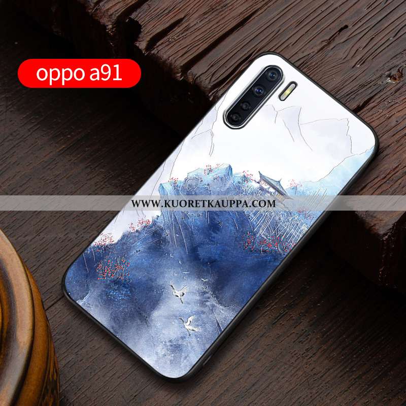 Kuori Oppo A91, Kuoret Oppo A91, Kotelo Oppo A91 Kohokuviointi Pehmeä Neste Murtumaton Suojaus Sinin