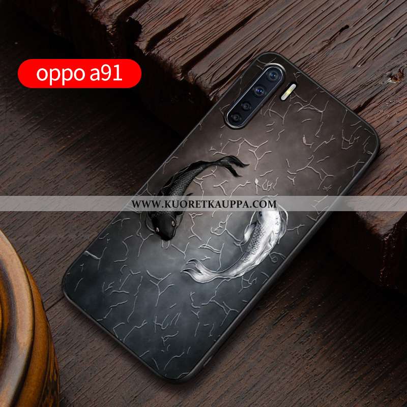 Kuori Oppo A91, Kuoret Oppo A91, Kotelo Oppo A91 Kohokuviointi Pehmeä Neste Murtumaton Suojaus Sinin
