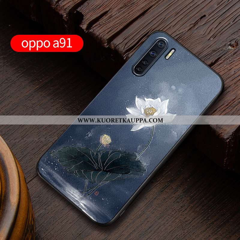 Kuori Oppo A91, Kuoret Oppo A91, Kotelo Oppo A91 Kohokuviointi Pehmeä Neste Murtumaton Suojaus Sinin