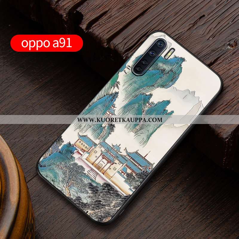 Kuori Oppo A91, Kuoret Oppo A91, Kotelo Oppo A91 Kohokuviointi Pehmeä Neste Murtumaton Suojaus Sinin