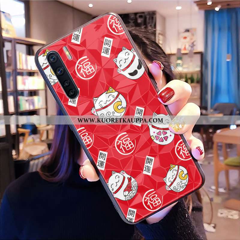 Kuori Oppo A91, Kuoret Oppo A91, Kotelo Oppo A91 Kukkakuvio Pehmeä Neste Kissa Puhelimen Punainen