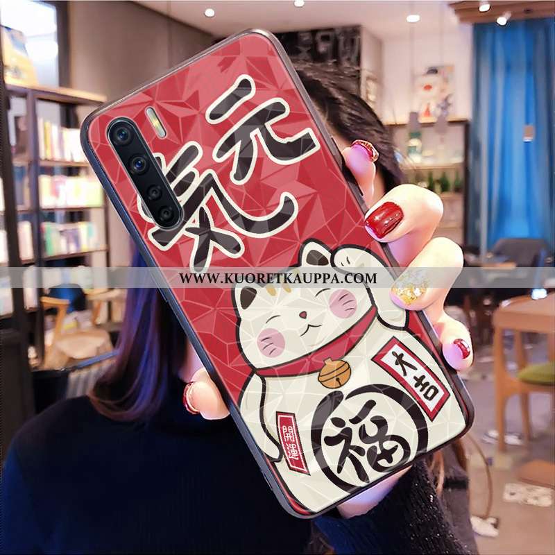 Kuori Oppo A91, Kuoret Oppo A91, Kotelo Oppo A91 Kukkakuvio Pehmeä Neste Kissa Puhelimen Punainen